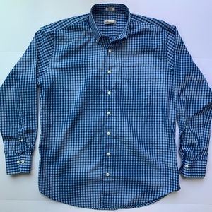 Men’s Large Peter Millar Blue Plaid Dress Shirt